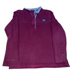 LL Bean Rugby Shirt Men's XL Burgundy Red Long Sleeve Henley Cotton